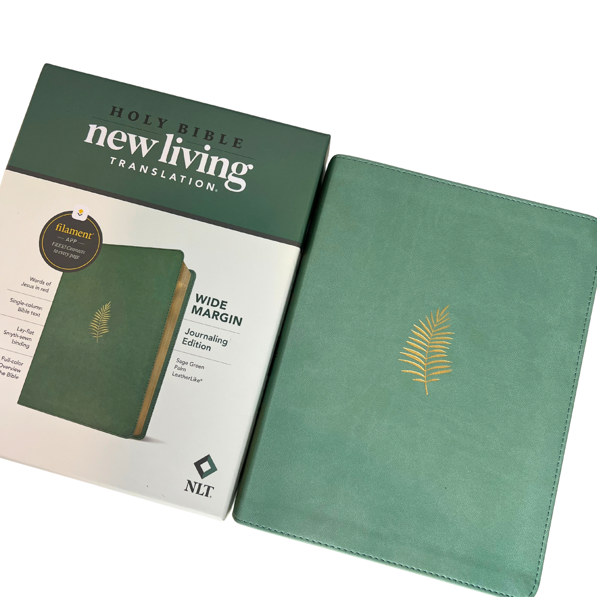 NLT Wide Margin Bible, Green, LeatherLike
