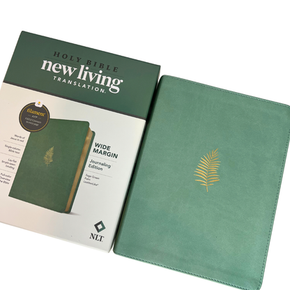 NLT Wide Margin Bible, Green, LeatherLike