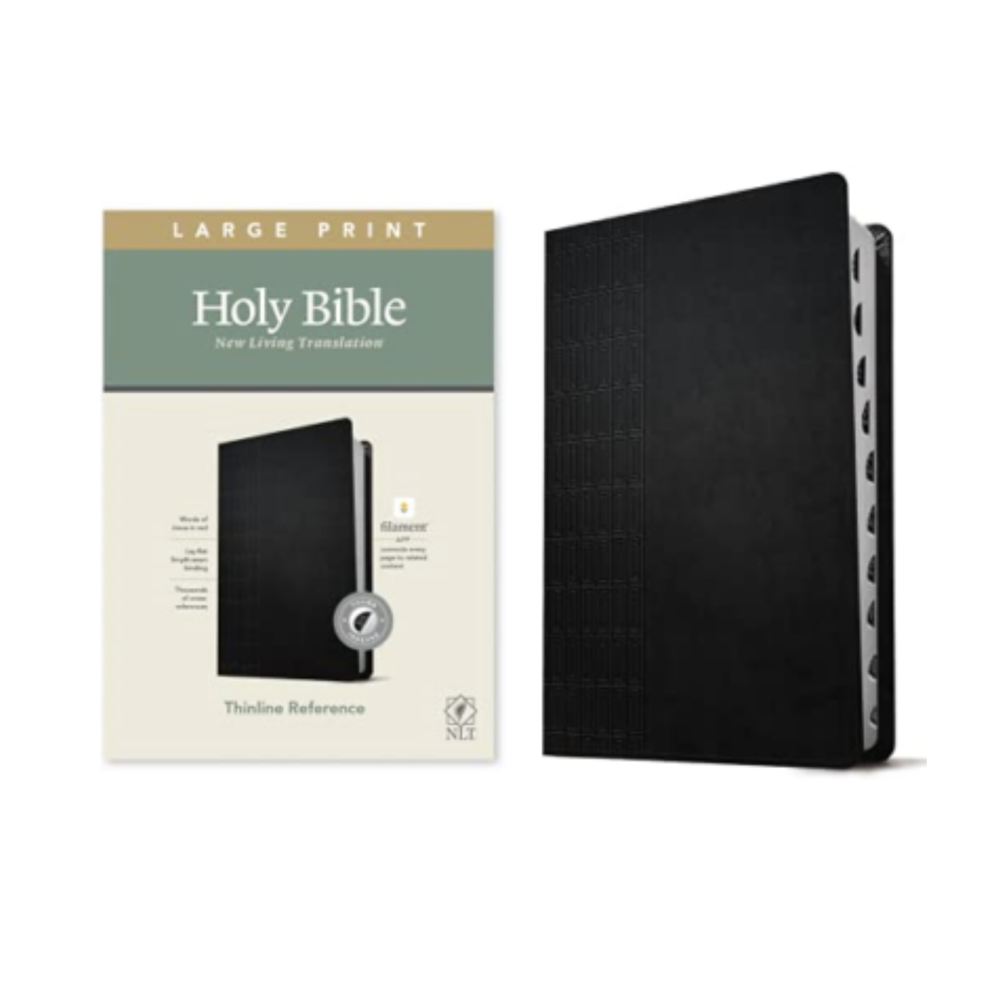NLT Large Print Thinline Reference Bible, Black, Indexed