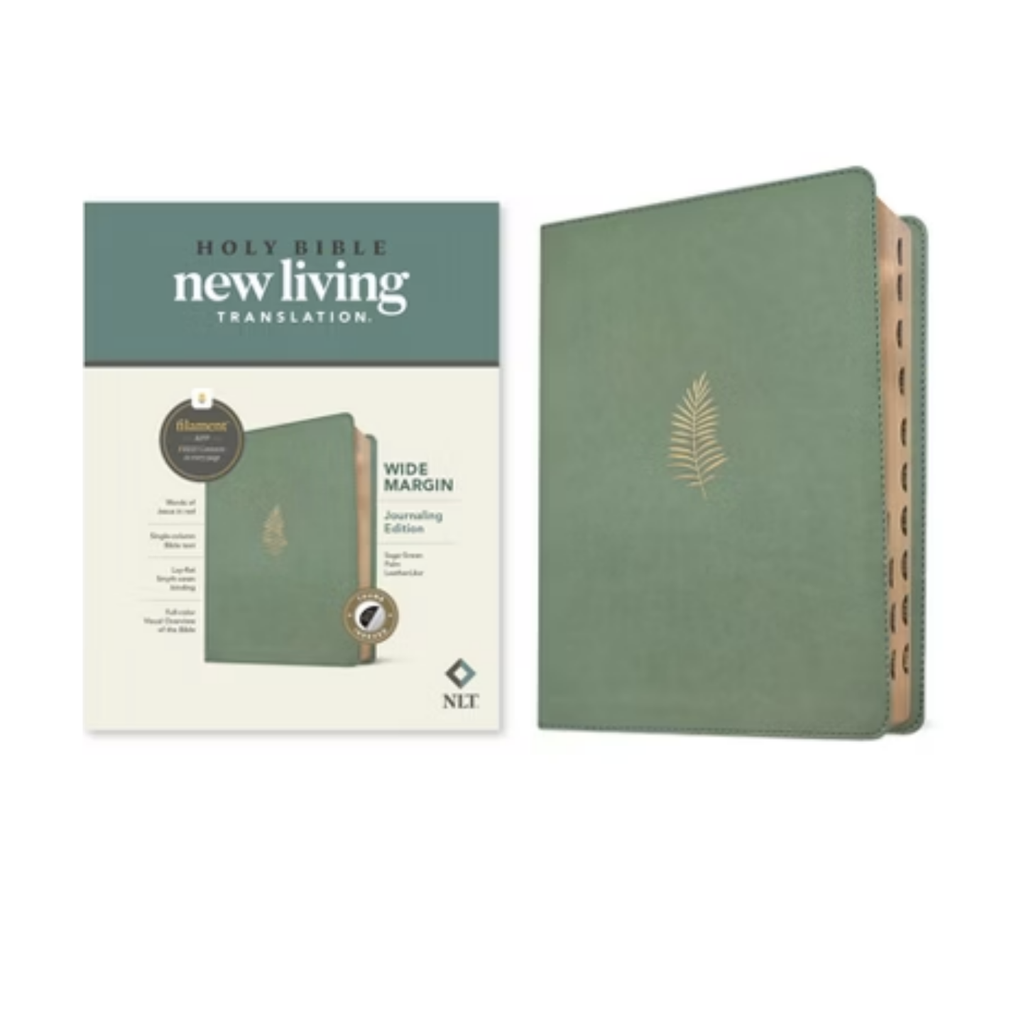NLT Wide Margin Bible, Green, LeatherLike